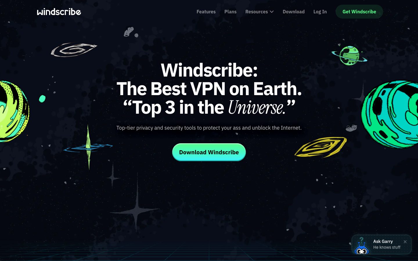 Скриншот главной страницы windscribe.com (первый экран), снят 24.09.2026